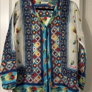 Johnny Was Vibrant Geometric Top